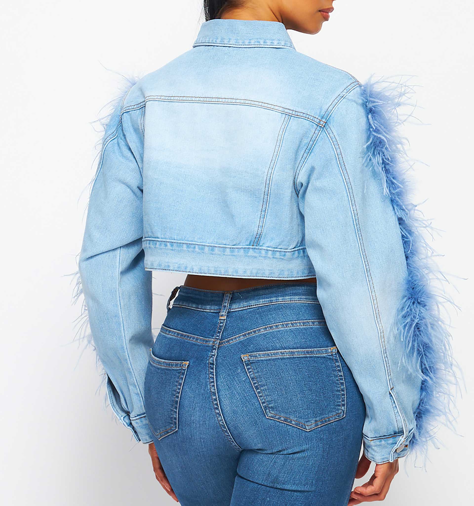 David Koma Women's Feather-Sleeve Cropped Denim Jacket - Blue - Moda  Operandi | Denim fashion, Fashion, Fashion outfits
